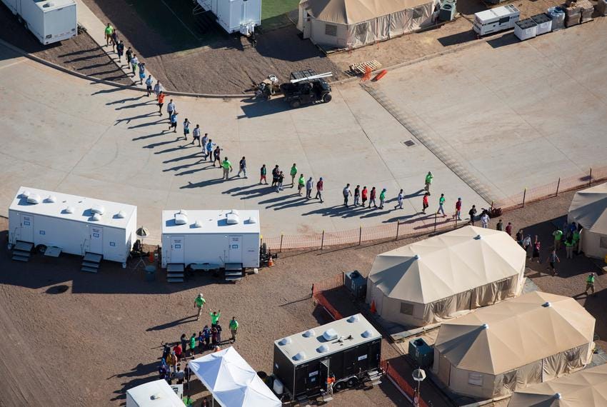 Aerial view of the tent city at the Marcelino Serna Port of Entry in Tornillo on Wednesday, Sept. 12, 2018. The shelter open…
