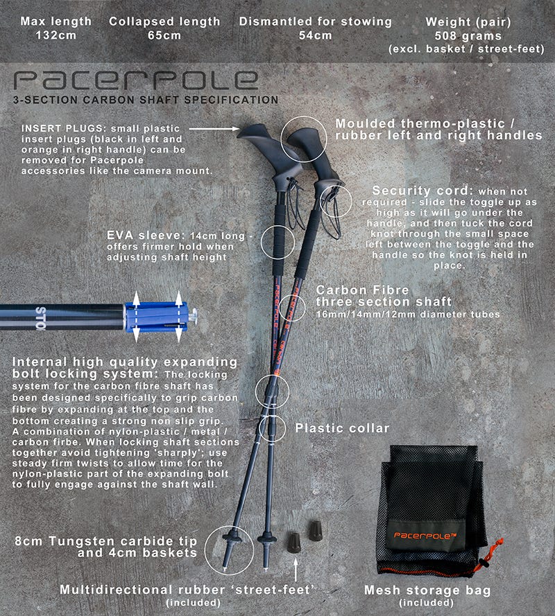 Pacerpole 3 section Carbon 16/14/12mm