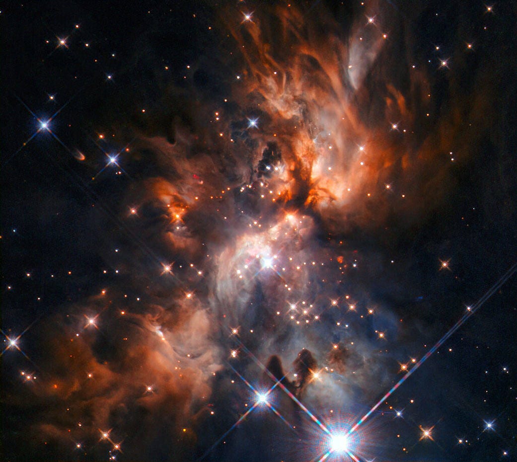 Hubble peers into a dusty stellar nursery