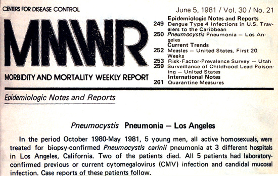Detail of first page of the June 5, 1981, issue of the MMWR.