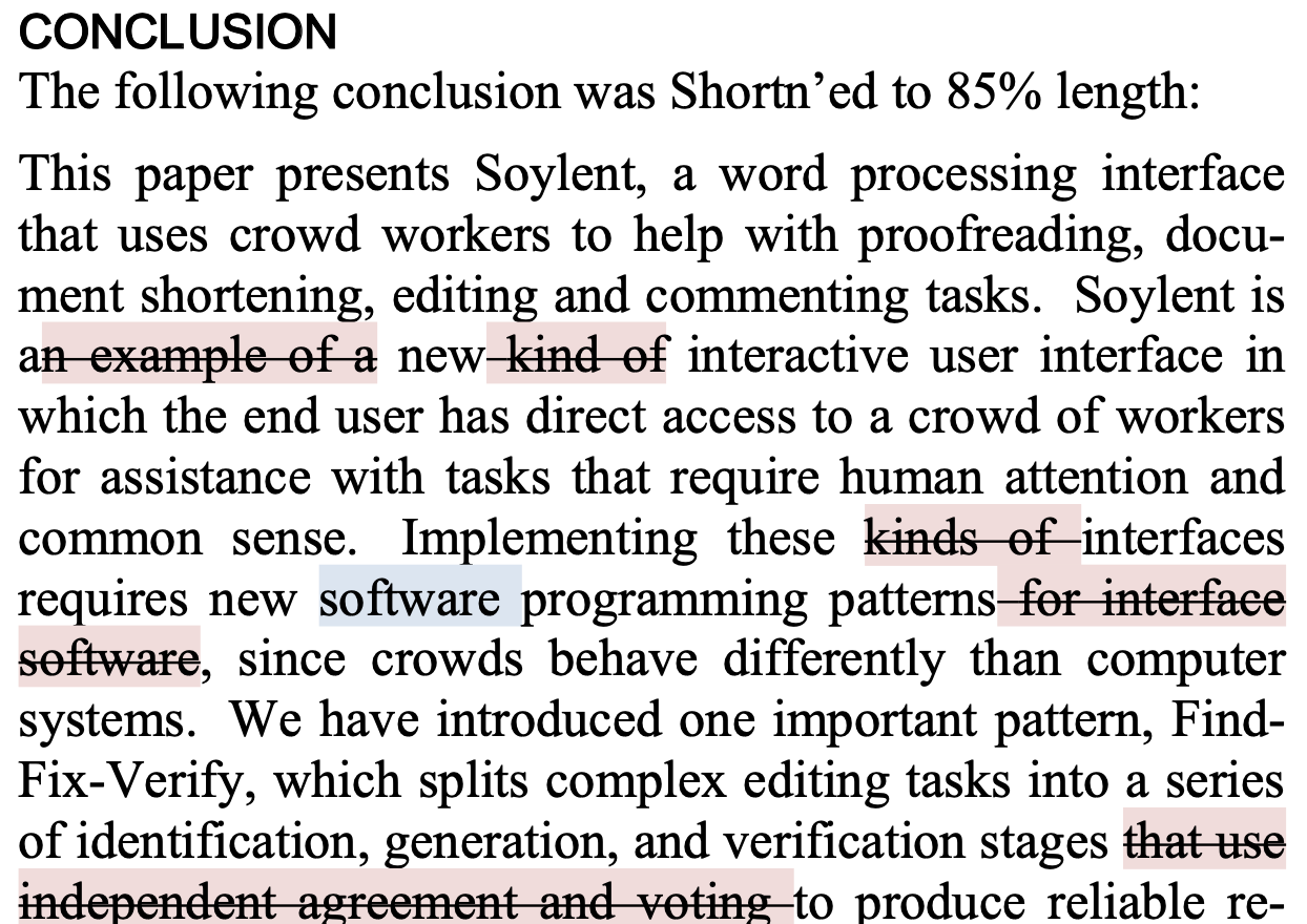 The conclusion paragraph appears to have been edited by Soylent, having traces of deletions and additions of words and phrases.