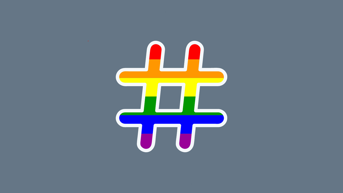 Rainbow colored hashtag symbol