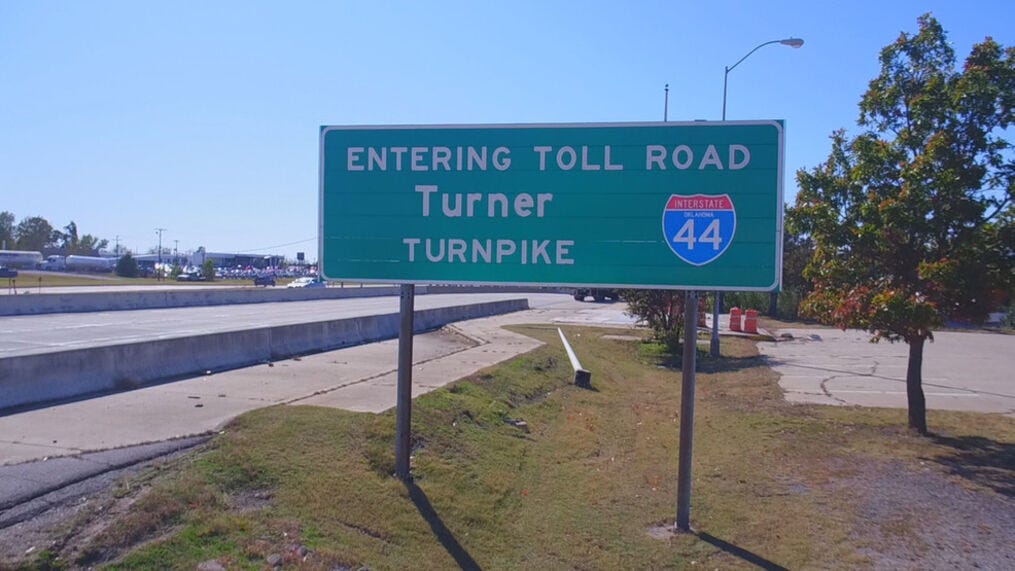 The Turner Turnpike in Oklahoma is seen Thursday, Oct. 31, 2019. (KTUL photo)