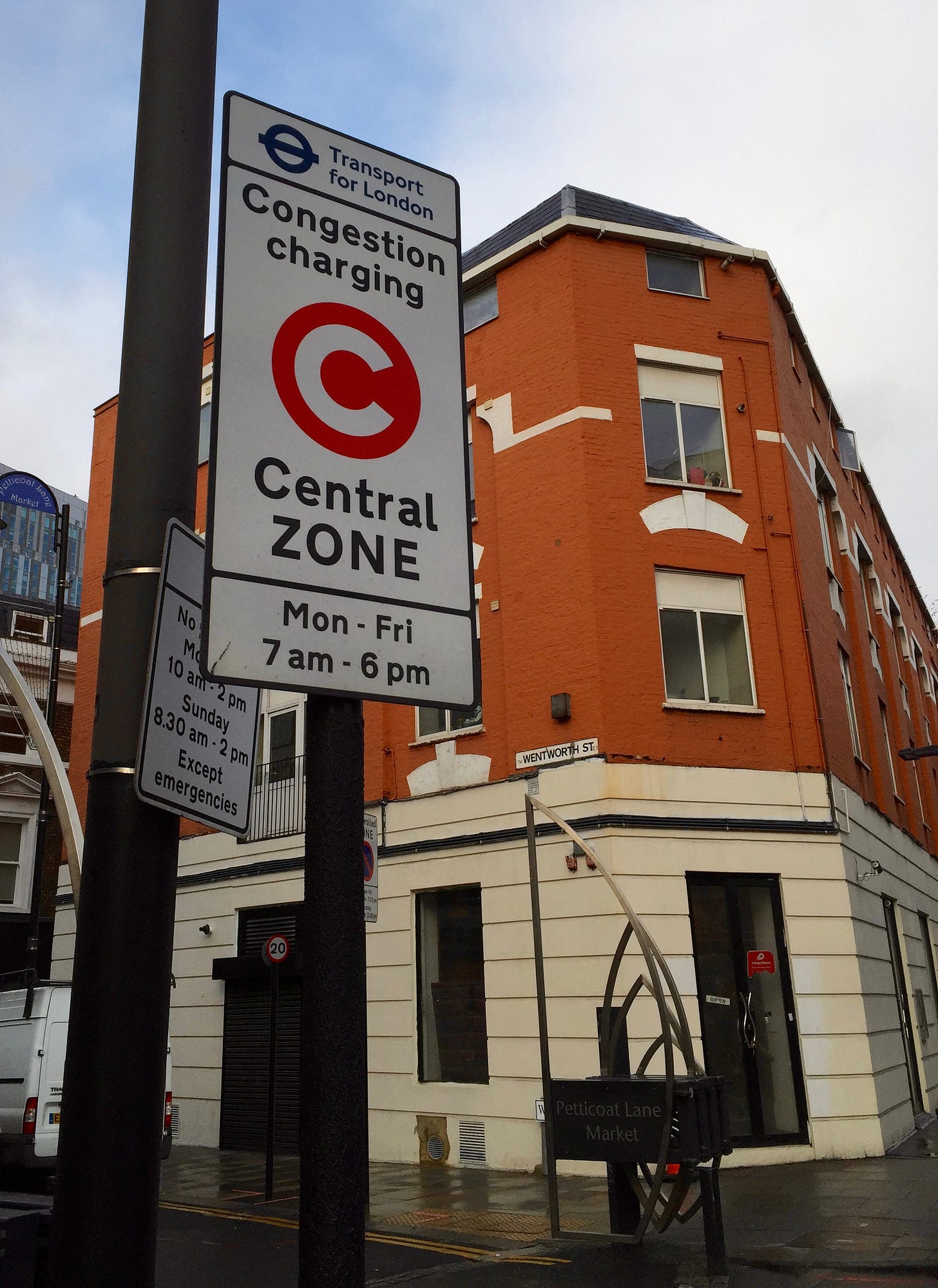 London congestion charging zone sign