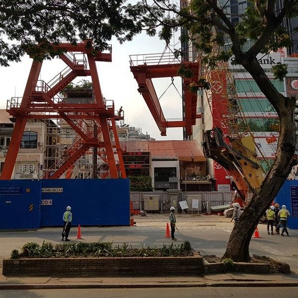 Metro construction in Saigon.