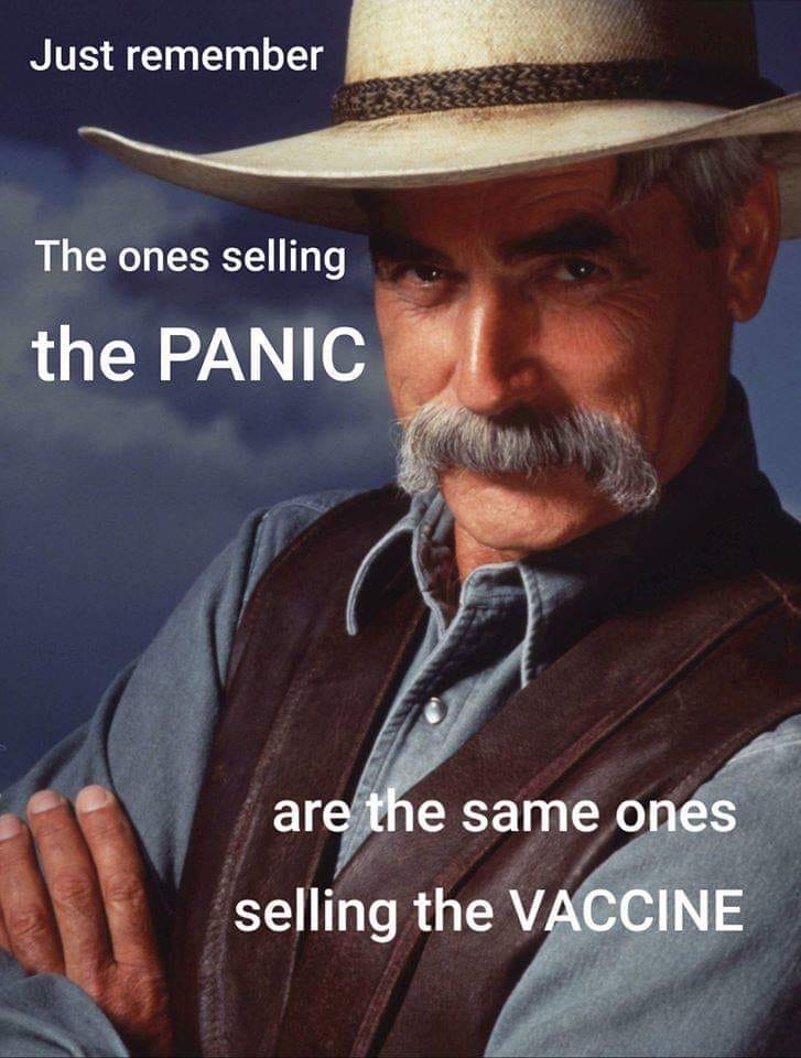 May be an image of text that says 'Just remember The ones selling the PANIC are the same ones selling the VACCINE'
