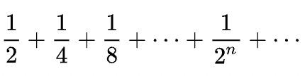 Sum of 1/2^n, starting at n=1
