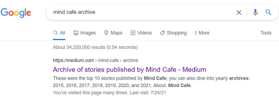 An example of finding the archive for one of the publications, using Google.