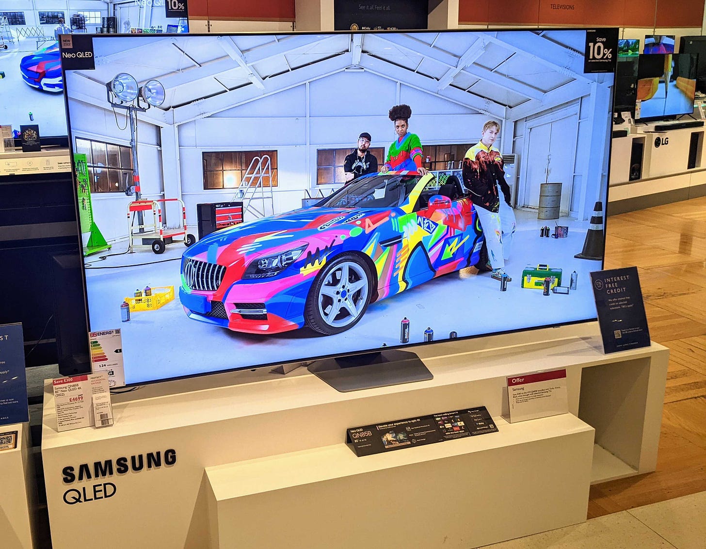 Photo of a large QLED television at John Lewis