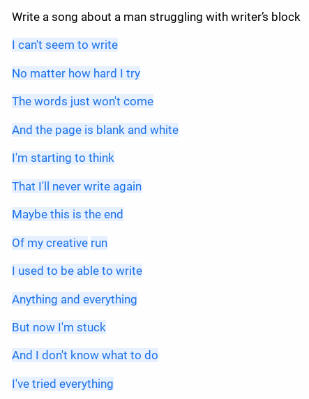 Lex-written song about a man with a writer's block