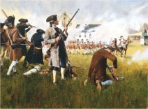 American colonists fighting British soldiers