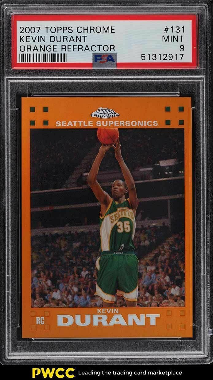 Image 1 - 2007-Topps-Chrome-Orange-Refractor-Kevin-Durant-ROOKIE-RC-199-131-PSA-9-MINT
