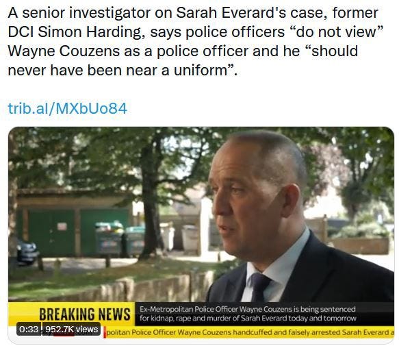 Tweet from Sky News — DCI Simon Harding, a senior investigator on the case, giving his statement. The full text is below. He doesn’t look like he believes what he’s saying.