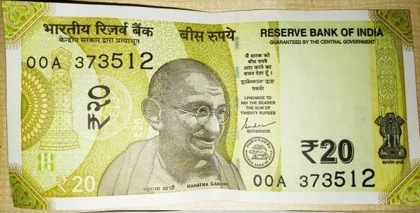 20 Rupee Note