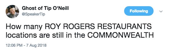 Funny tweet about Roy Rogers