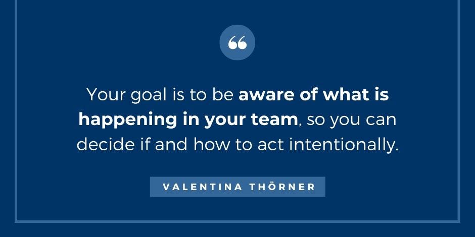 Your goal is to be aware of what is happening in your team, so you can decide if and how to act intentionally.