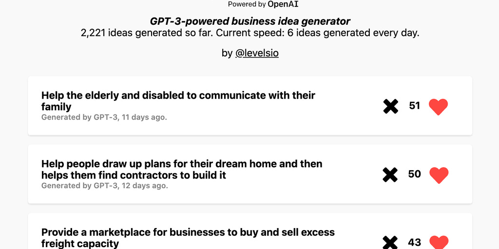 IdeasAI - OpenAI-powered startup idea generator | Product Hunt