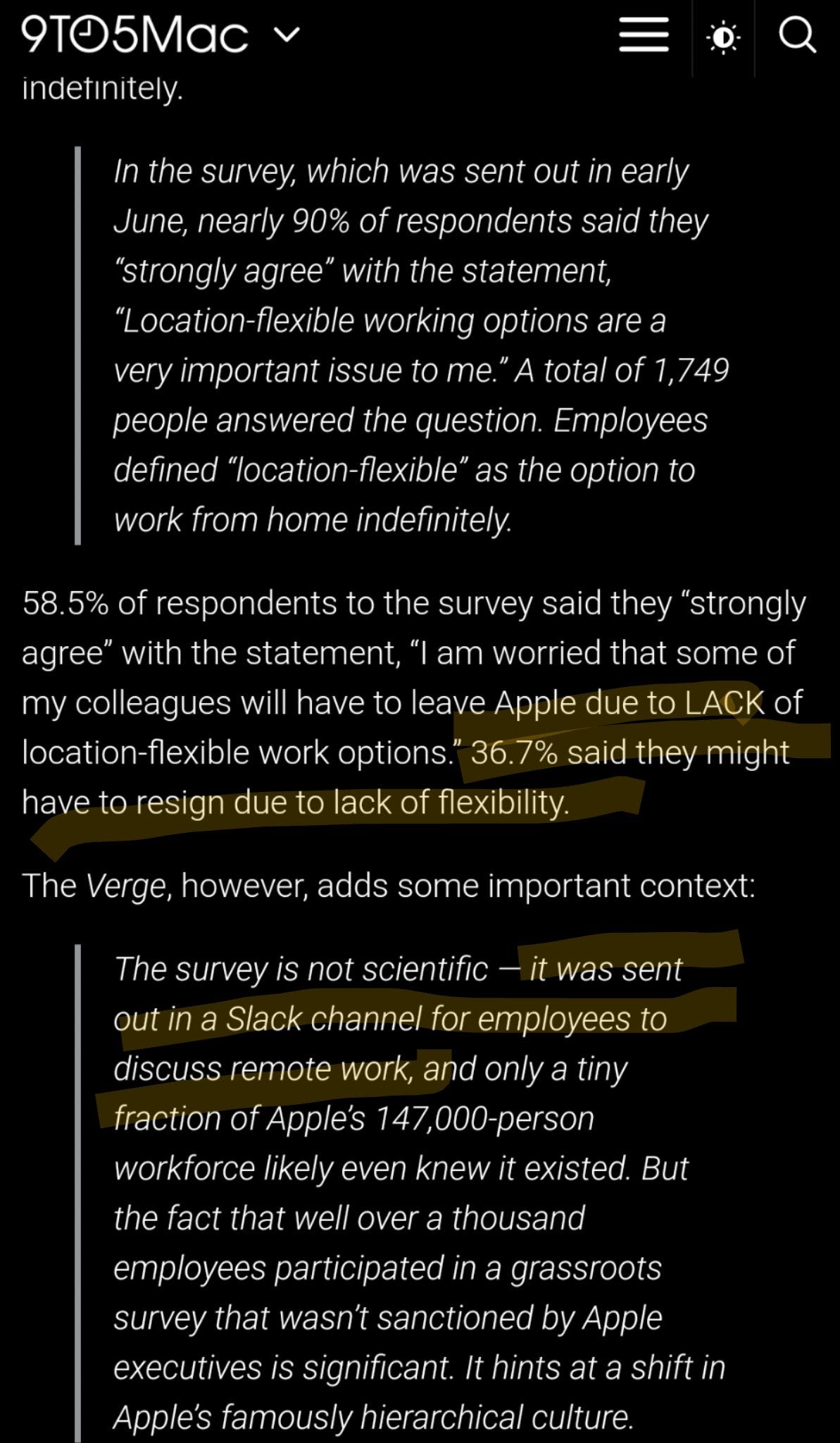 Apple survey results.