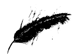 A disintegrating feather, black and white.