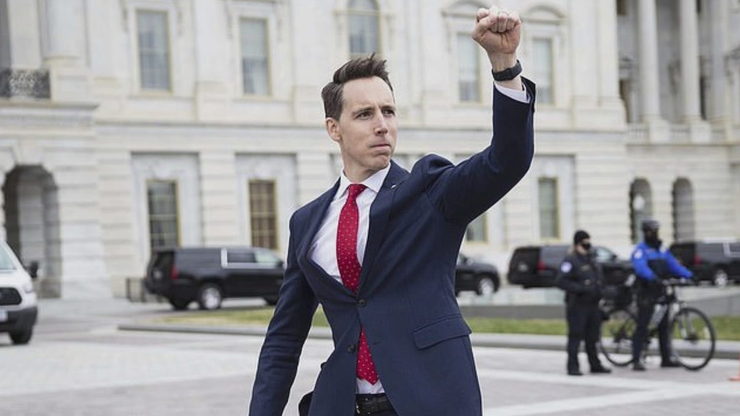 Sen. Hawley criticized for saluting Capitol protesters with fist pump