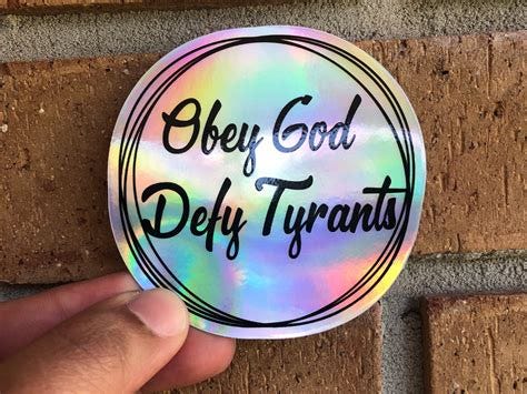 Obey God Defy Tyrants Holographic Sticker | Etsy