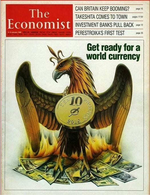 May be an image of text that says "The CAN BRITAIN KEEP BOOMING? Economist INVESTMENT BANKS PULL BACK page TAKESHITA COMES TO TOWN 超 PERESTROIKAS FIRST TEST pages 7-20 page Get ready for a world currency 10 × 2018"