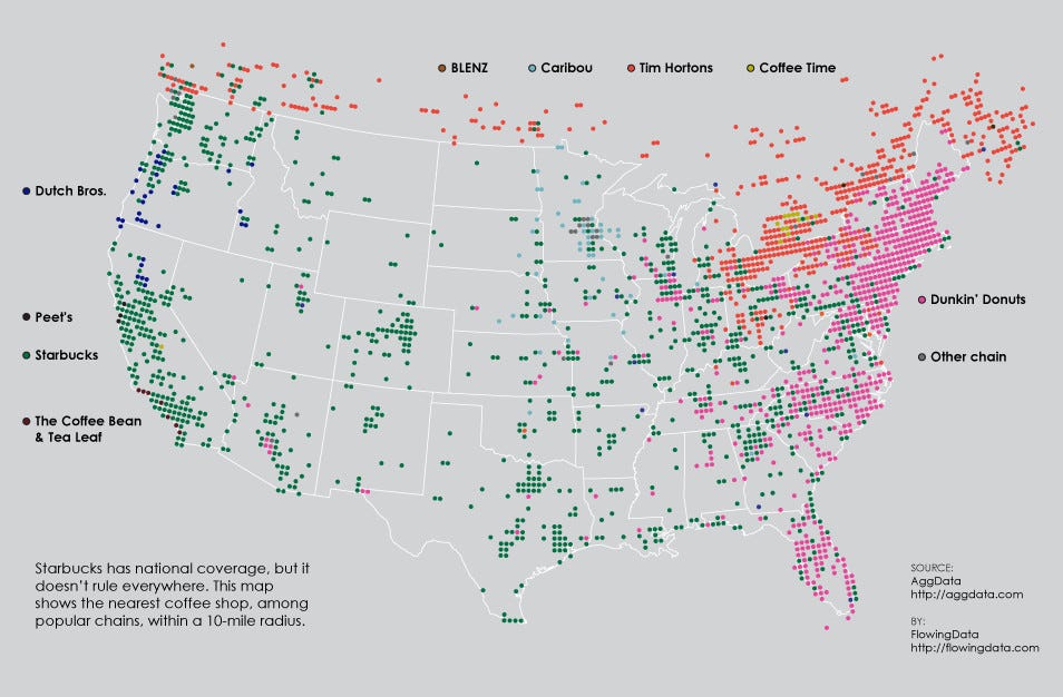 Coffee chains in America, in one map - Vox