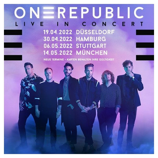 OneRepublic - Live in Concert 2022 | München, 14 May | Event in Munich | AllEvents.in