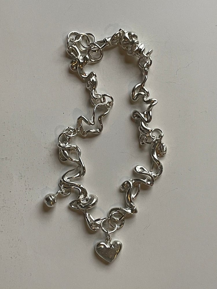 elza white silver chain necklace