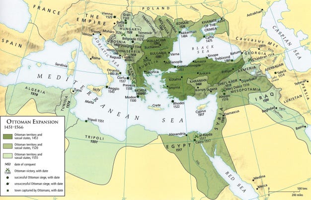 Map - Ottoman Expansion 1451-1566