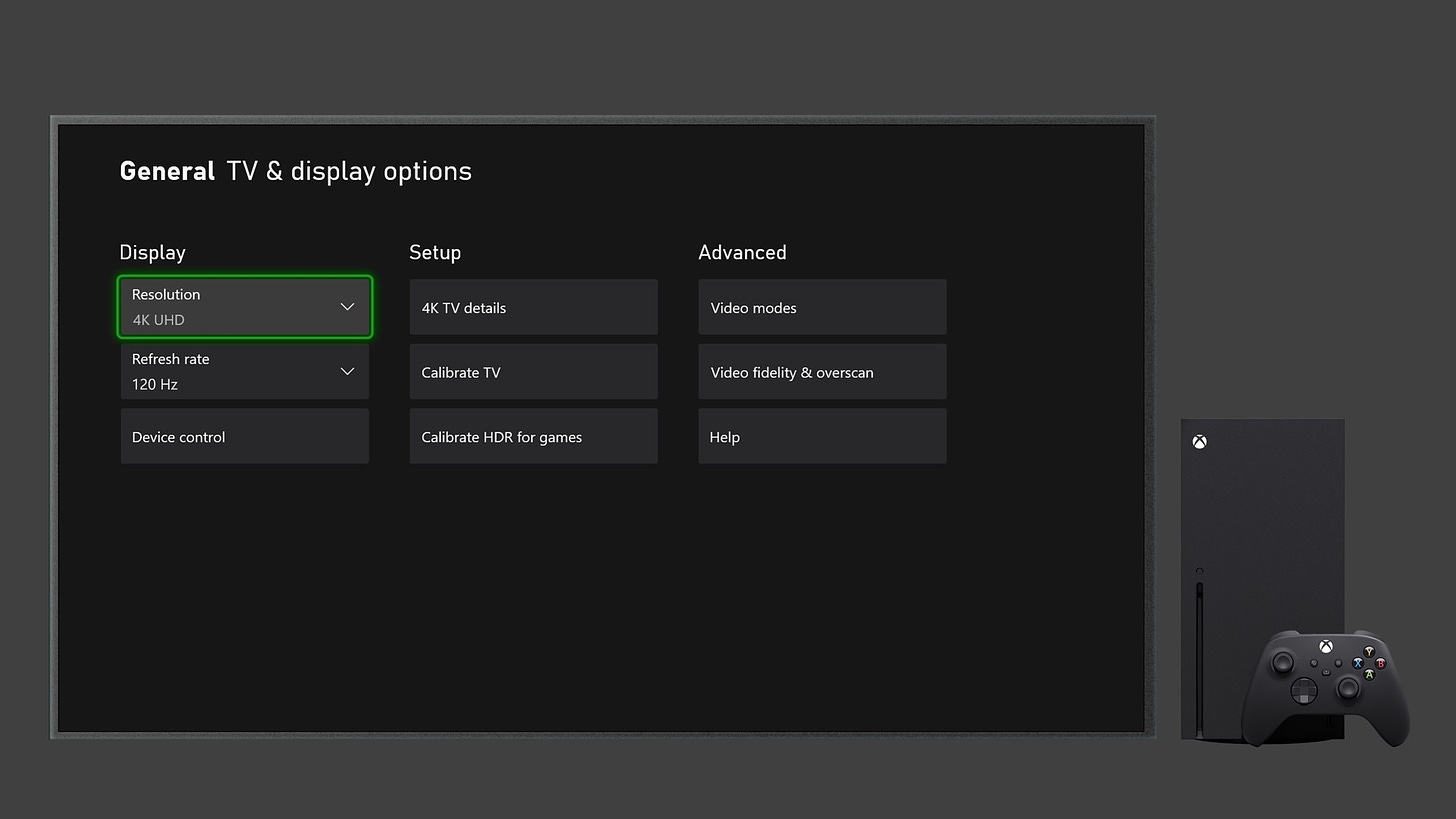 Xbox Series X TV & display options