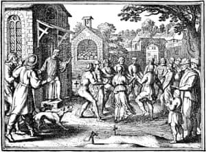 Victims Of The Hysterical Dancing Mania Of The Late Middle Ages In A Churchyard. German Engraving, C1600.