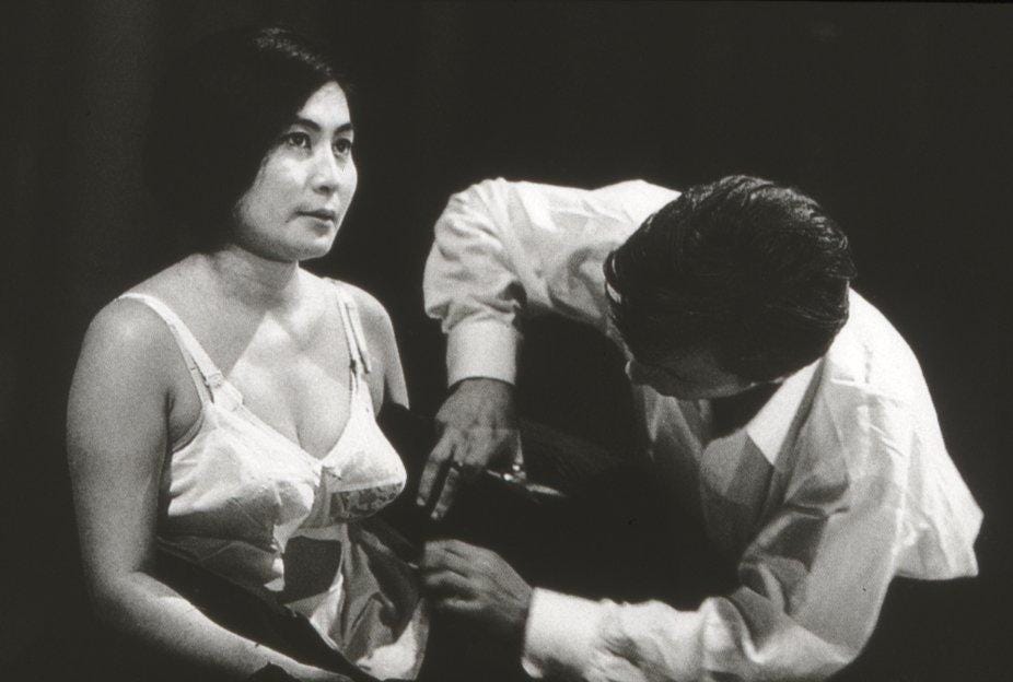 Yoko on Cut Piece Performed by Peaches - artnet News