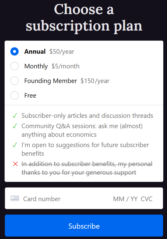 Screenshot: Choose a subscription plan