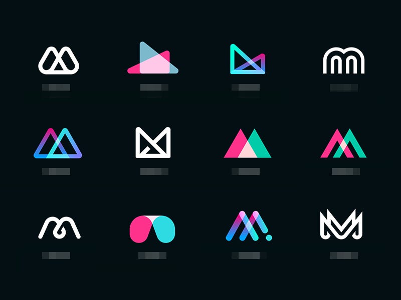 Mmmm icons set abstract app illustrations icon letter type mark identity branding logo