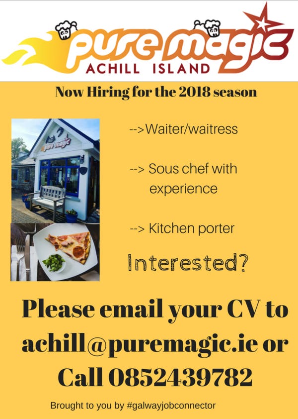 Jobs on Achill at Pure Magic 