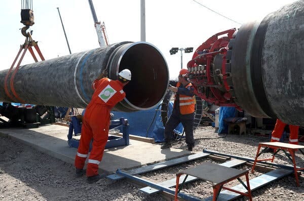 A construction site of the Nord Stream 2 gas pipeline, near the town of Kingisepp, Leningrad region, Russia, in 2019.
