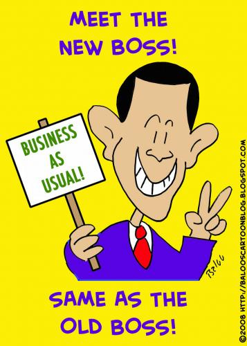 OBAMA MEET NEW BOSS SAME OLD BOS By rmay | Politics Cartoon | TOONPOOL