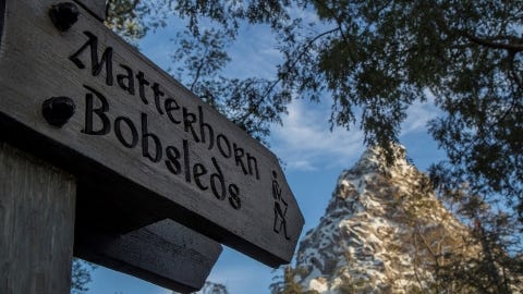 The Matterhorn Bobsleds ride at Disneyland, inspired by Third Man On The Mountain