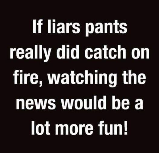 May be an image of text that says 'If liars pants really did catch on fire, watching the news would be a lot more fun!'
