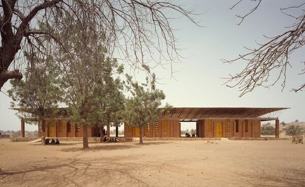 The Gando Primary School in Gando, Burkina Faso, photographed in 2006. It was designed to counteract extreme heat and poor lighting.