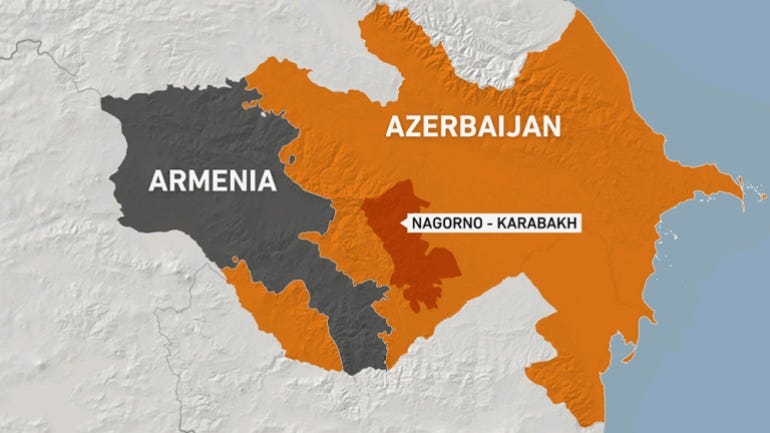 Map of Armenia, Azerbaijan, Nagorno-Karabakh