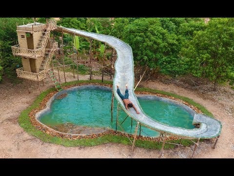 Build Most Awesome Water Slide House Around Underground Swimming Pool -  YouTube
