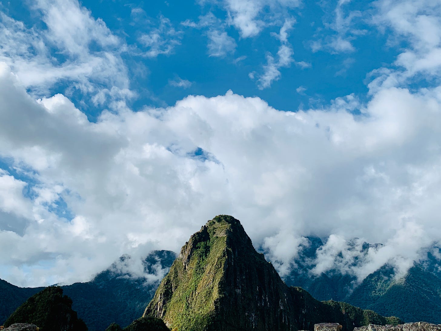 Nose tip of the famous Machu Picchu face in Peru