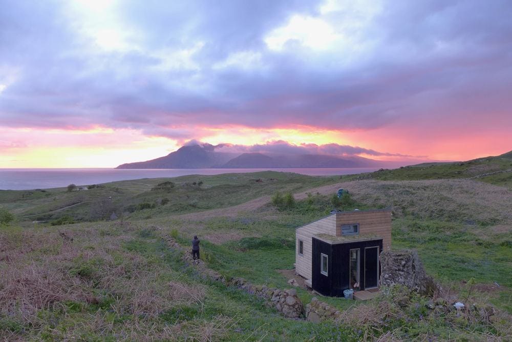 Sweeney's Bothy views of Rum and sunsets