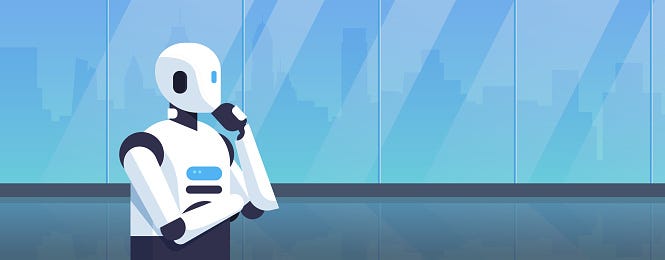 Modern Robot Thinking Humanoid Holding Hand Chin Pondering Artificial  Intelligence Digital Technology Concept Cartoon Character Portrait  Horizontal Stock Illustration - Download Image Now - iStock