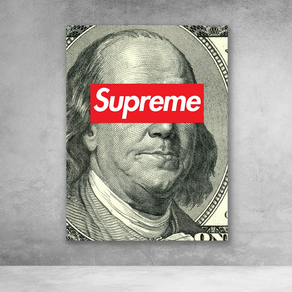 Supreme Ben Franklin Pop Culture Money Wall Art