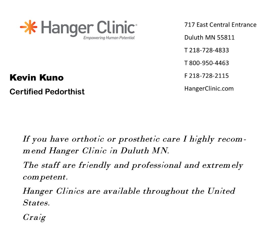 My recommendation for Hanger Clinic