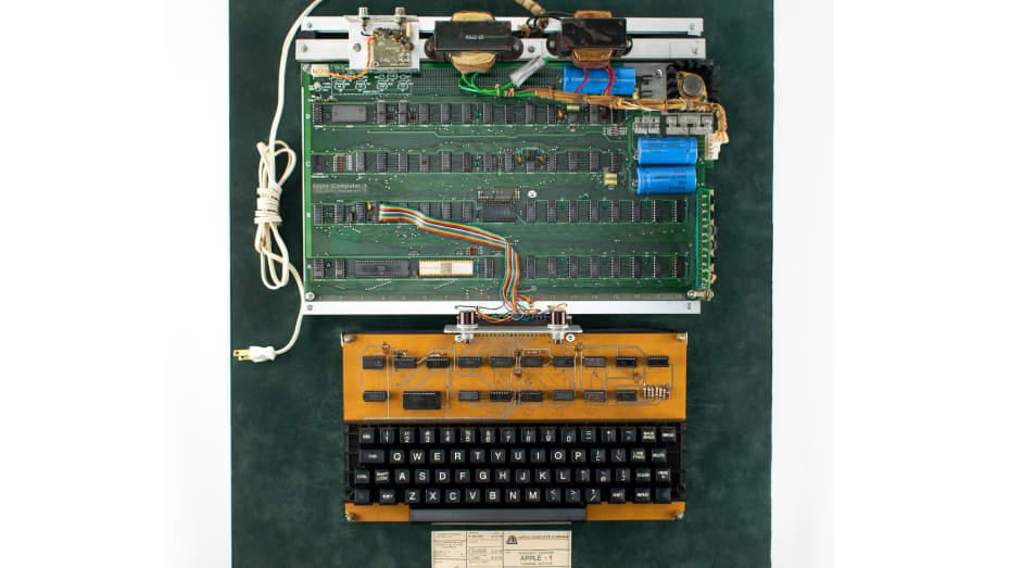 The Apple-1 circuit board and keyboard kit.