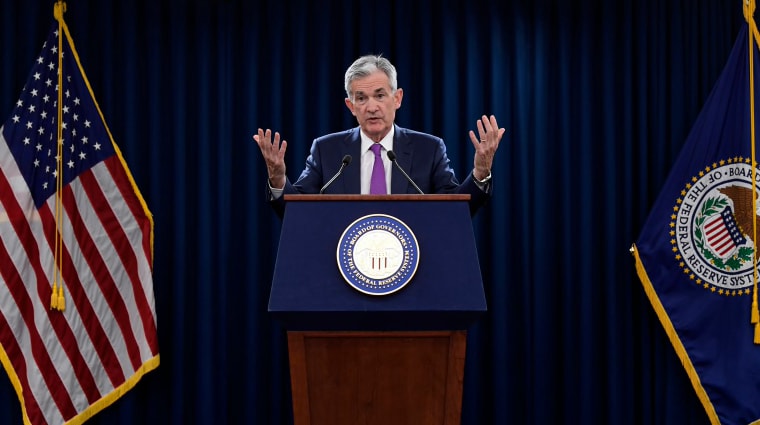 Federal Reserve Chairman Jerome Powell speaks during a news conference in Washington